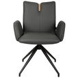 ARMLEHNSTUHL  Sitzfläche 360° drehbar, automatische Rückholfunktion  Echtleder  - Anthrazit/Schwarz, Design, Leder/Holz (62/87/63cm) - Valnatura