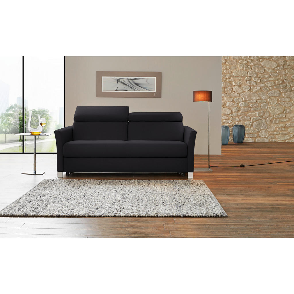 Thumbnail - Bali Schlafsofa, Schwarz, Leder, Echtleder, Rindleder, Füllung: Kaltschaum, 185x82x100 cm, Stoffauswahl, Wohnzimmer, Sof...