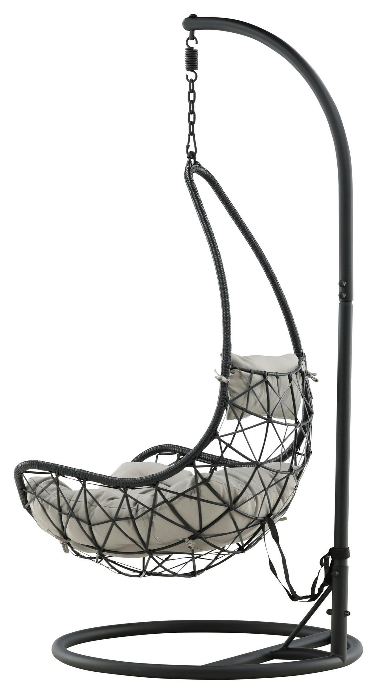 HÄNGESESSEL 95/196/95 cm  - Schwarz/Grau, KONVENTIONELL, Kunststoff/Textil (95/196/95cm) - Gardenson