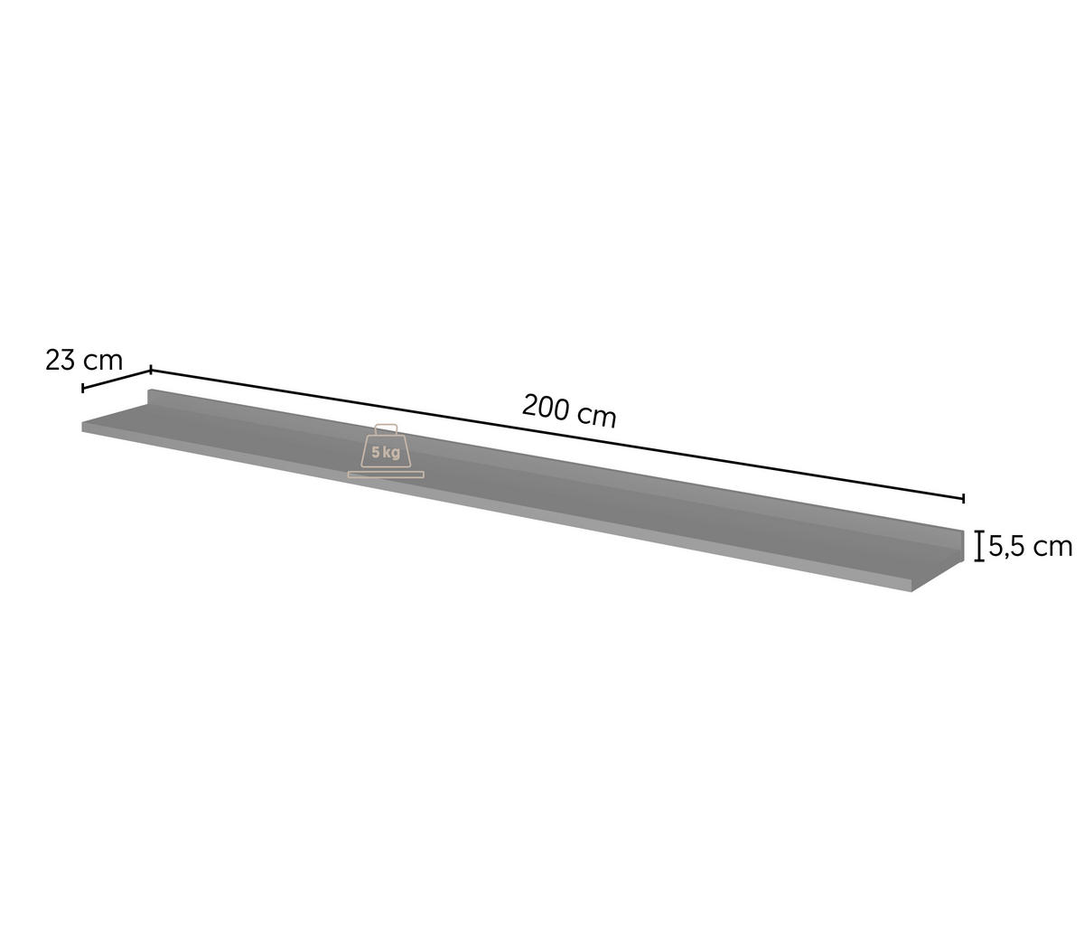 WANDBOARD200/5,5/23 cm Schwarz  - Schwarz, Design, Holzwerkstoff (200/5,5/23cm) - MID.YOU