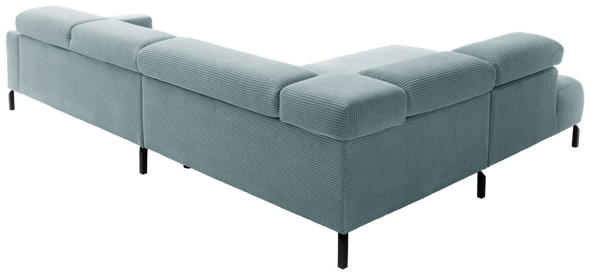ECKSOFA inkl. Funktion in Cord Hellblau  - Schwarz/Hellblau, Modern, Textil/Metall (219/309cm) - Pure Home Lifestyle