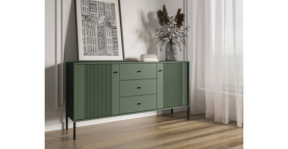 SIDEBOARD Iseo in 154,5/79/39 cm - Dunkelgrün/Schwarz, Design, Holzwerkstoff/Metall (154,5/79/39cm) - Xora
