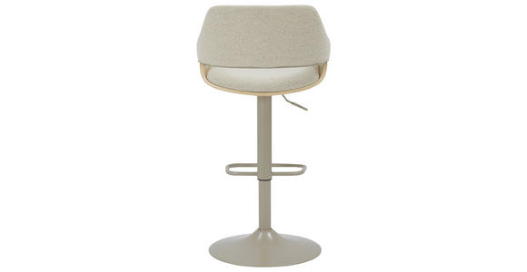 BARHOCKER Lederlook, Bouclé Creme, Eichefarben Eisen Pappel furniert, Sperrholz Sitzfläche 360° drehbar  - Eichefarben/Creme, Design, Holz/Textil (51/90-111/51cm) - Hom`in