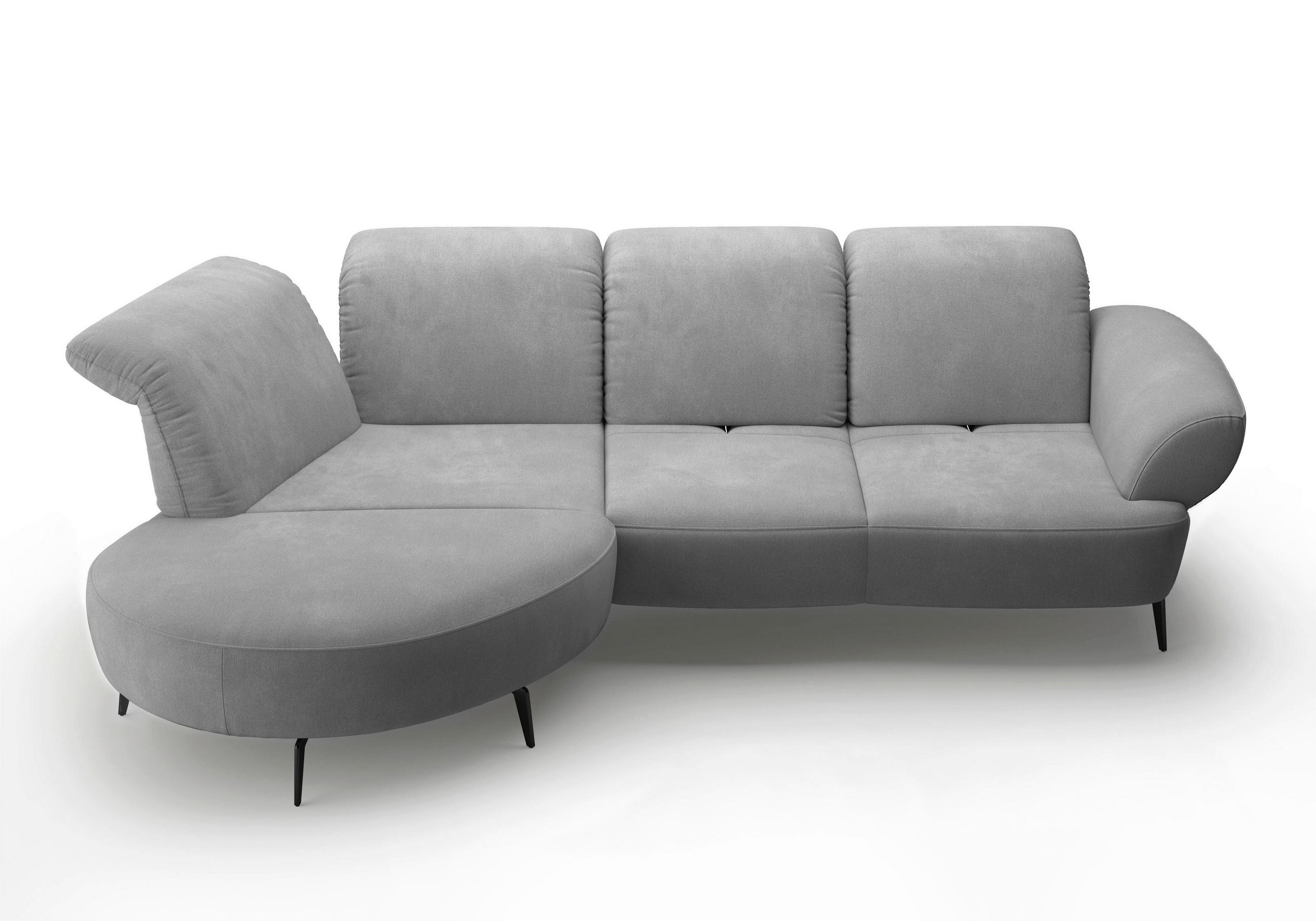 ECKSOFA in Flachgewebe Grau - Schwarz/Grau, Modern, Textil/Metall (208/313cm) - Sit & More