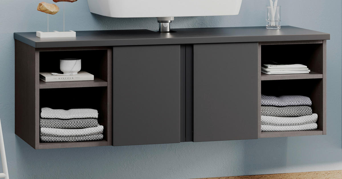 WASCHBECKENUNTERSCHRANK 120/41/47 cm  - Graphitfarben/Grau, Modern, Holzwerkstoff (120/41/47cm) - Held
