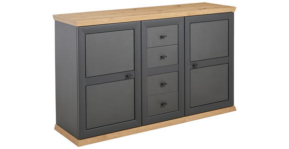 SIDEBOARD Anthrazit, Eiche Artisan Einlegeböden  - Anthrazit/Eiche Artisan, LIFESTYLE, Holzwerkstoff/Metall (148,6/89,5/43cm) - Hom`in