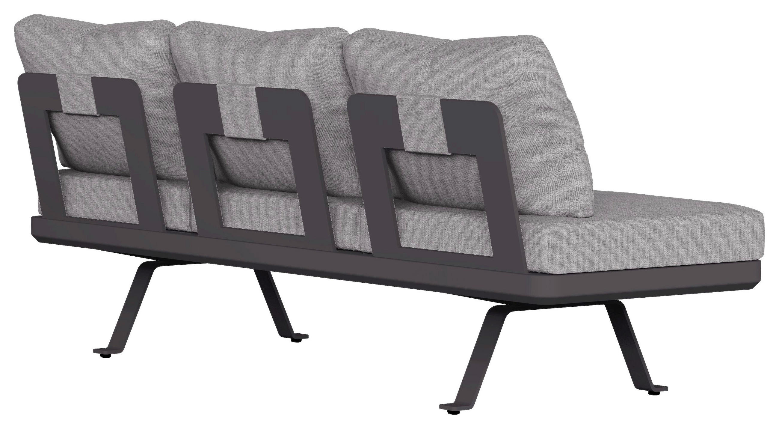 LOUNGESOFA 207/78/70 cm Aluminium, Edelstahl  - Anthrazit/Graphitfarben, Design, Textil/Metall (207/78/70cm) - Zebra 
