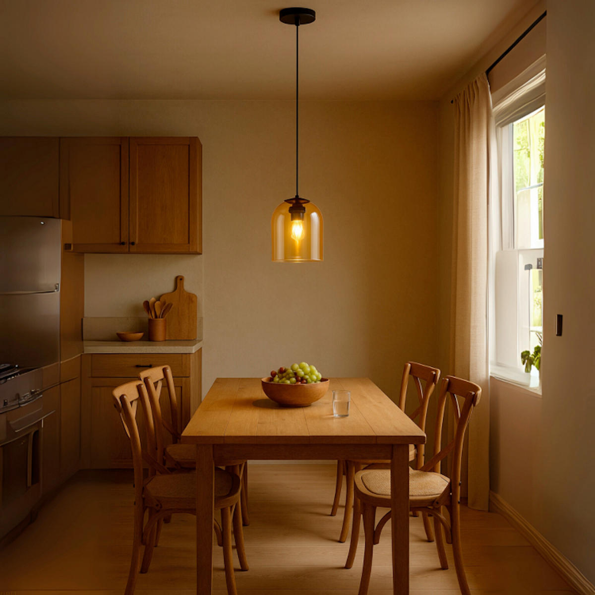 HÄNGELEUCHTE  - Bernsteinfarben, Design, Glas (150/15/15cm)