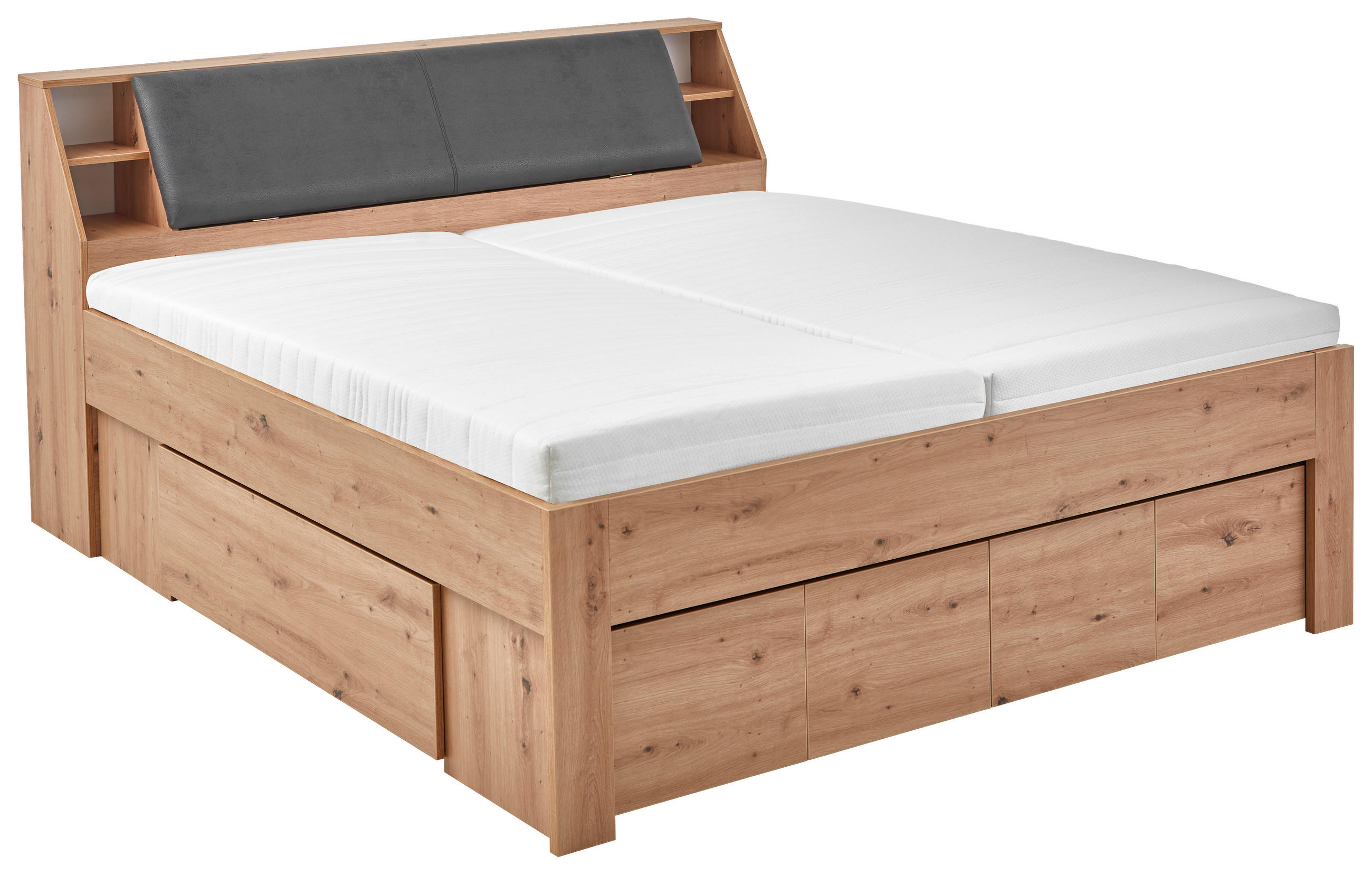 PAT CU SPAȚIU DE DEPOZITARE 180/200 cm in stejar Artisan