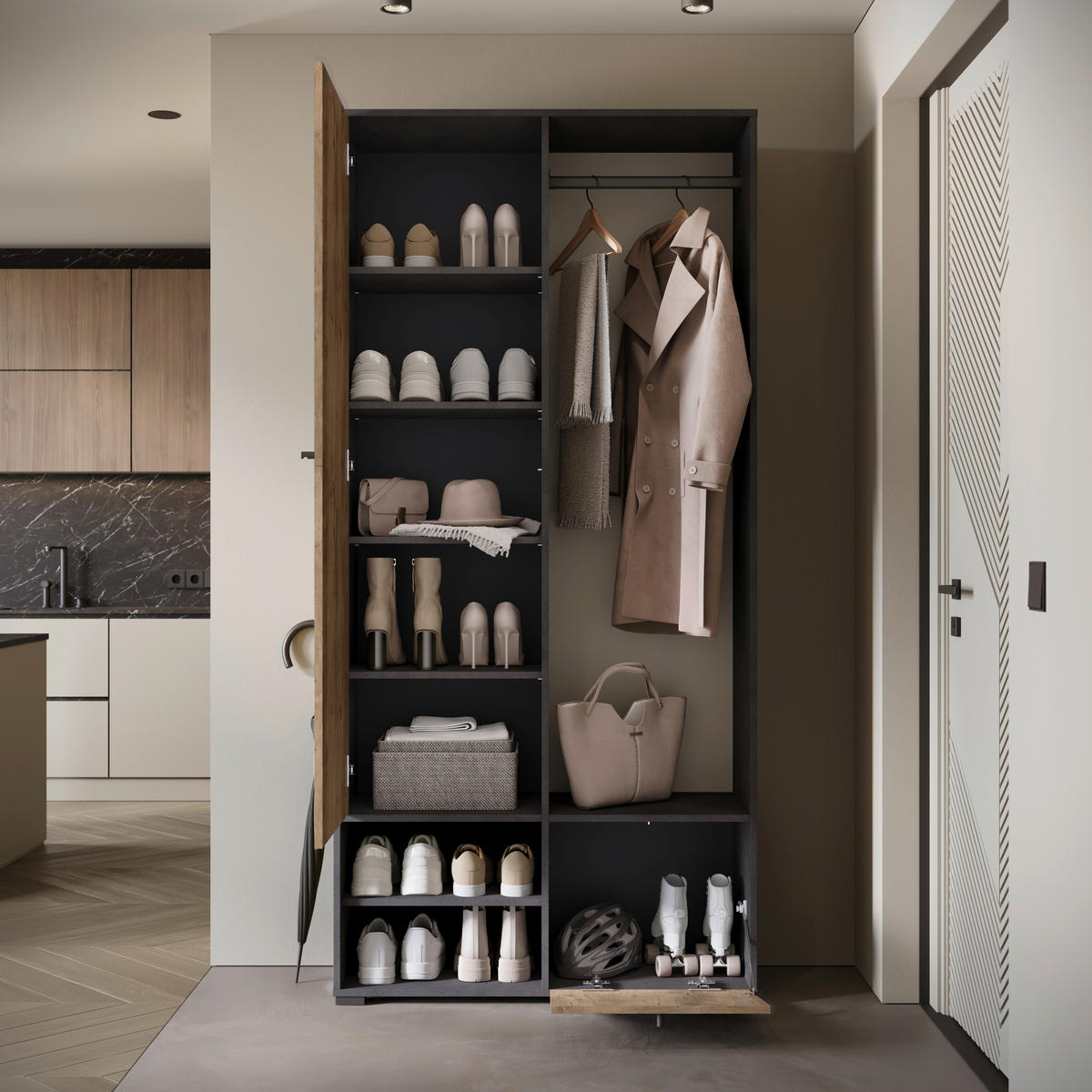 GARDEROBE  in 90/190/33 cm  - Kastanieneichefarben/Anthrazit, Trend, Holzwerkstoff (90/190/33cm)