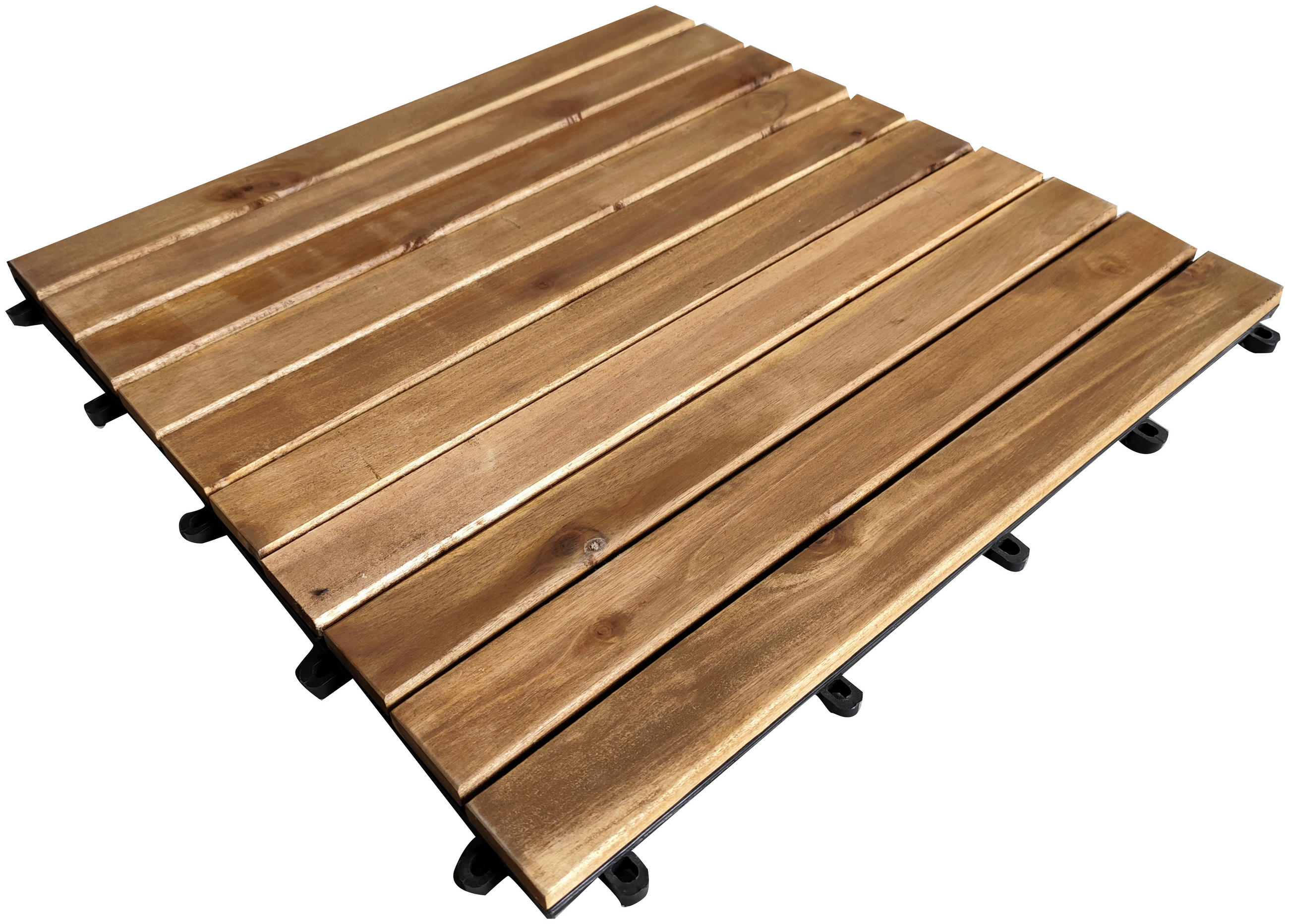 TERRASSENFLIESE Schwarz, Akaziefarben  - Schwarz/Akaziefarben, Basics, Holz/Kunststoff (50/50/2,4cm) - Ambia Garden