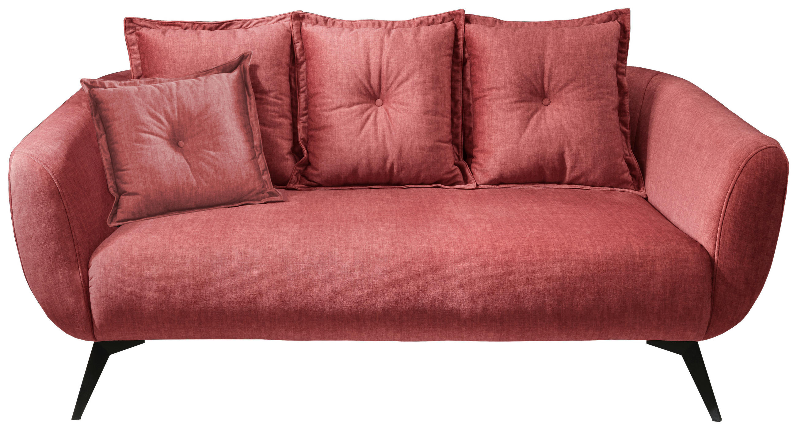 2,5-SITZER Velours Koralle  - Koralle/Schwarz, MODERN, Holz/Textil (196/80-94/103cm) - Livetastic