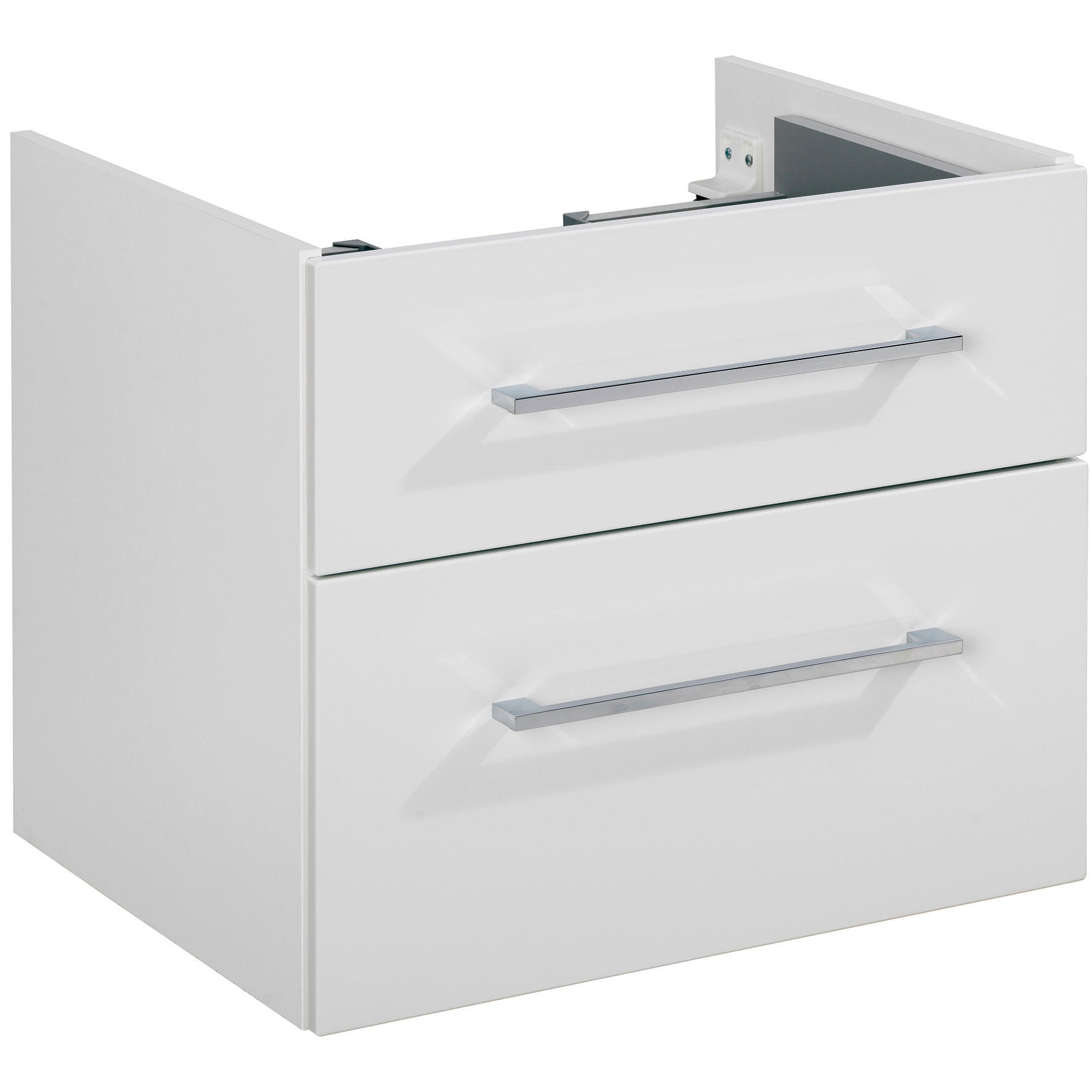 WASCHTISCHUNTERSCHRANK  - Chromfarben/Weiß Hochglanz, KONVENTIONELL, Holzwerkstoff/Metall (60/48,8/50,9cm) - Voleo