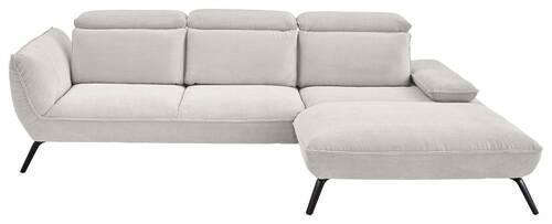 ECKSOFA Creme Cord  - Creme/Schwarz, Design, Textil/Metall (301/202cm) - Moderano