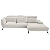 ECKSOFA in Cord Creme  - Creme/Schwarz, Design, Textil/Metall (301/202cm) - Moderano