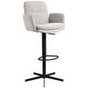 BARHOCKER Webstoff Beige Eisen Sitzfläche 360° drehbar, inklusive Armlehnen  - Beige/Schwarz, Design, Textil/Metall (55/92-117/54cm) - Novel
