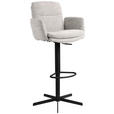 BARHOCKER Webstoff Beige Eisen Sitzfläche 360° drehbar, inklusive Armlehnen  - Beige/Schwarz, Design, Textil/Metall (55/92-117/54cm) - Novel