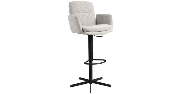 BARHOCKER Webstoff Beige Eisen Sitzfläche 360° drehbar, inklusive Armlehnen  - Beige/Schwarz, Design, Textil/Metall (55/92-117/54cm) - Novel