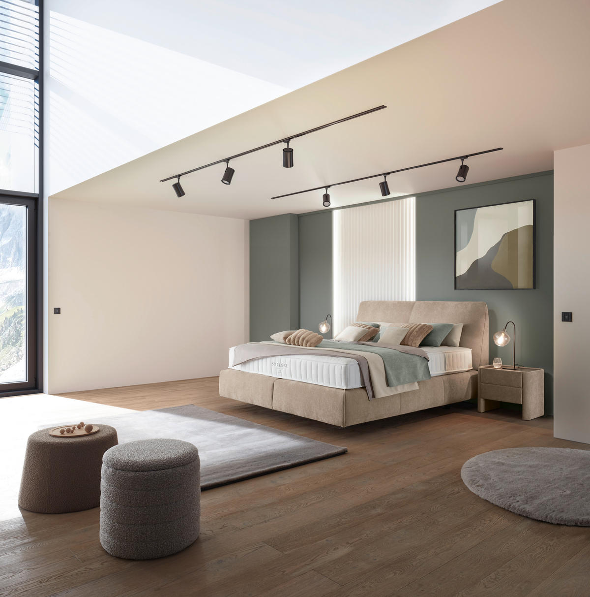 BOXSPRINGBETT 200/200 cm  in Beige  - Beige/Schwarz, Design, Kunststoff/Textil (200/200cm) - Johann Jakob