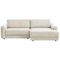 ECKSOFA in Cord Creme  - Creme/Schwarz, Modern, Textil (250/176cm) - Trendmanufaktur