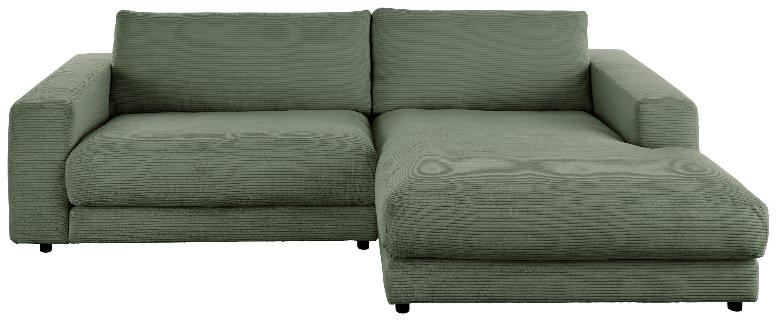 ECKSOFA in Cord Grün  - Schwarz/Grün, Design, Kunststoff/Textil (250/190cm) - Pure Home Lifestyle