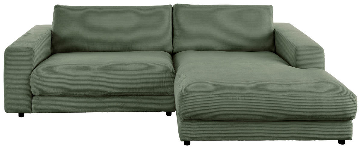 ECKSOFA in Cord Grün  - Schwarz/Grün, Design, Kunststoff/Textil (250/190cm) - Pure Home Lifestyle
