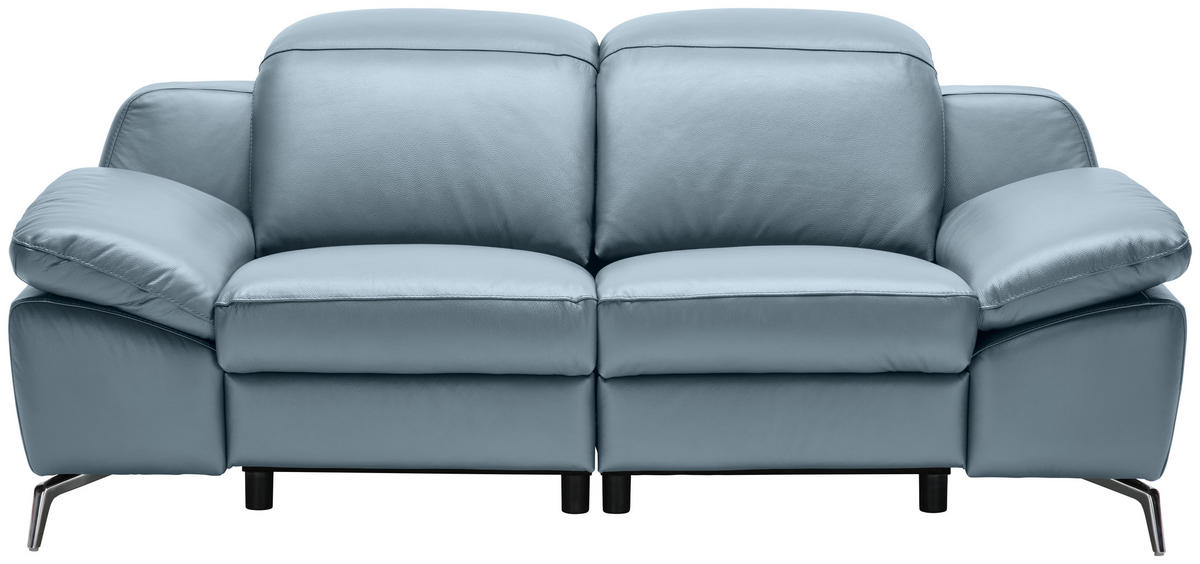 KÉTÜLÉSES KANAPÉ bőr kékesszürke  - krómszínű/fekete, Design, műanyag/bőr (194/83-99/110cm) - Celina Home