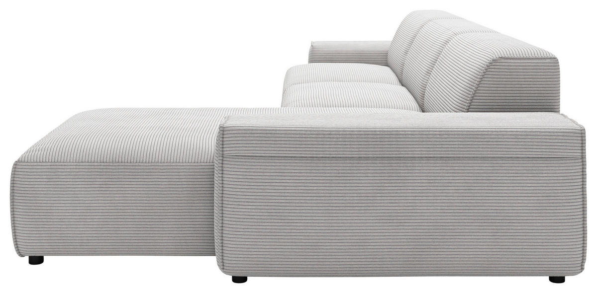 ECKSOFA 9125 Grau Cord  - Schwarz/Grau, Design, Kunststoff/Textil (300/189cm) - Pure Home Lifestyle