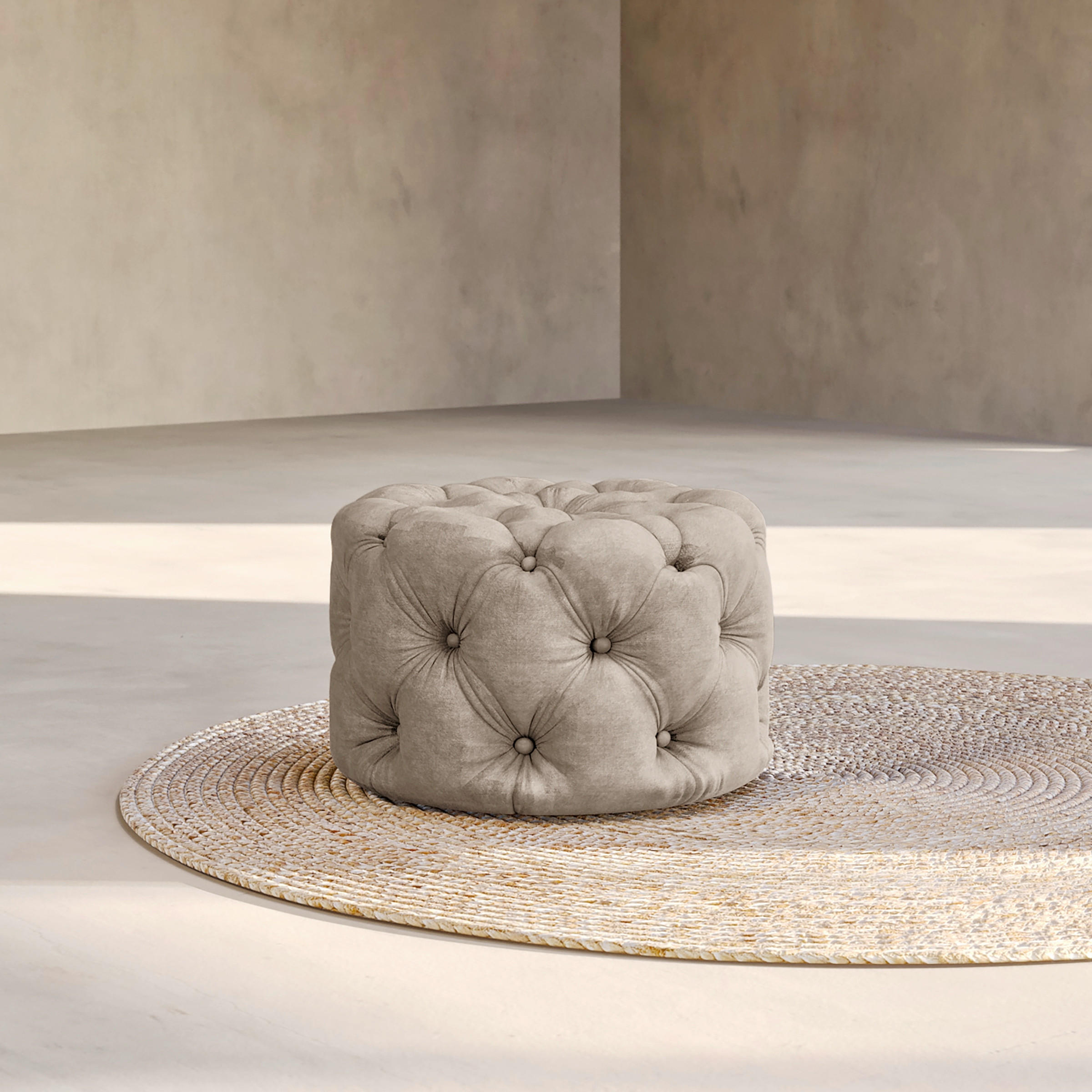 HOCKER in Textil Cappuccino  - Schwarz/Cappuccino, Design, Kunststoff/Textil (60/39/60cm) - P & B