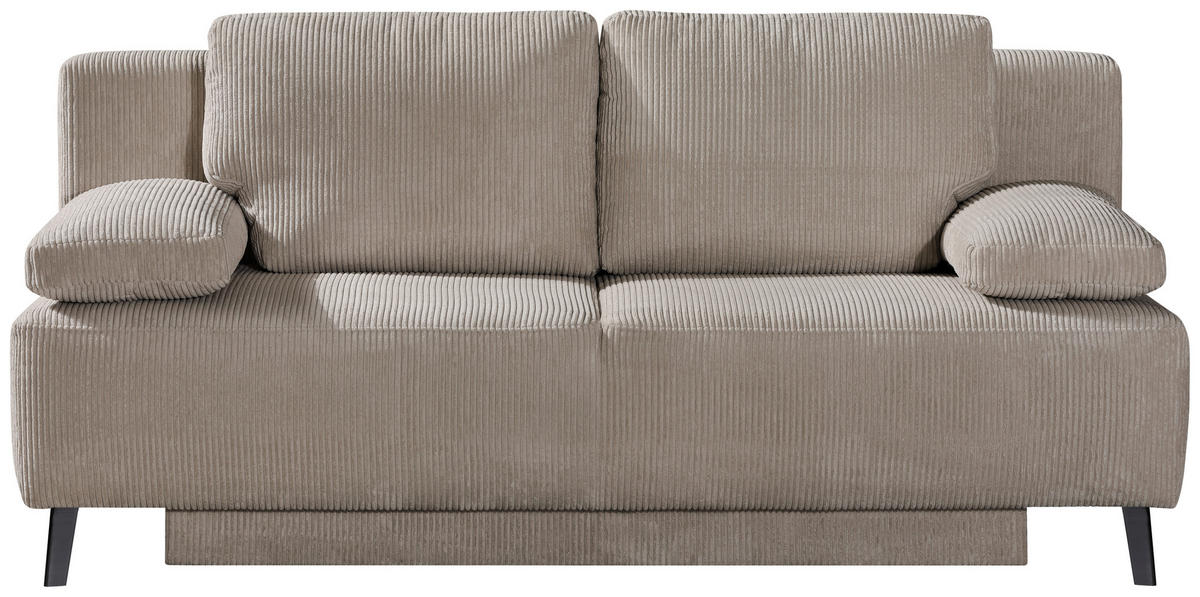 SCHLAFSOFA Cord Hellbraun  - Hellbraun/Schwarz, Modern, Textil/Metall (197/92/88cm) - Novel