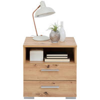 NOČNÝ STOLÍK, dub artisan, 45/47/35 cm - dub artisan/hliníková, Konventionell, kompozitné drevo/plast (45/47/35cm) - Carryhome