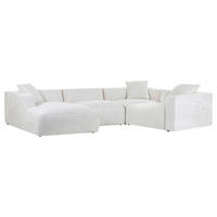 SOFFA i chenille cremefärgad  - svart/cremefärgad, Modern, textil/plast (178/356/225cm) - Carryhome