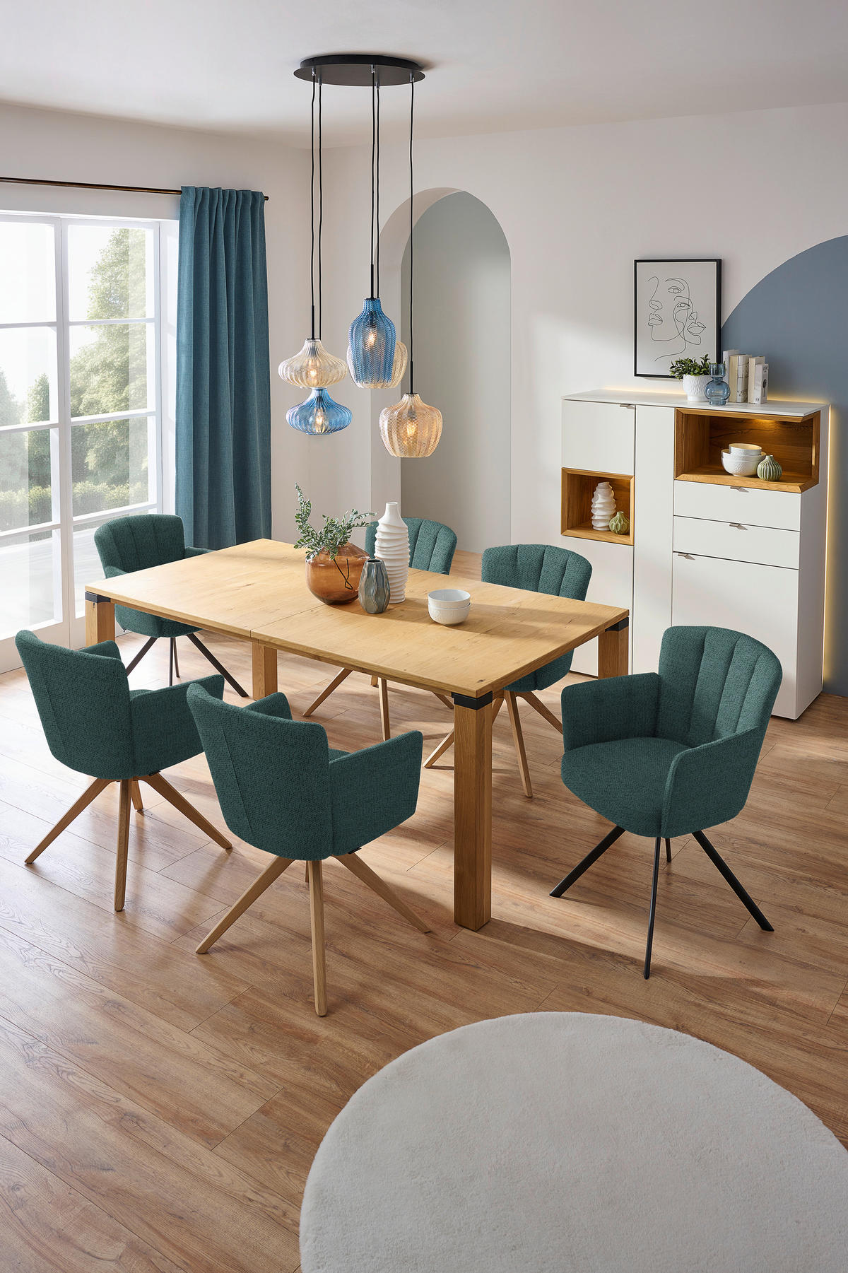 ARMLEHNSTUHL Stahl Webstoff  - Türkis/Anthrazit, Design, Textil/Metall (58/83/62cm) - Venjakob