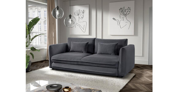 SCHLAFSOFA Struktur Dunkelgrau Zierkissen, Rückenkissen, Bettkasten, Schlaffunktion, Rücken echt, Liegefläche im Originalstoff  - Dunkelgrau/Schwarz, KONVENTIONELL, Kunststoff/Textil (237/94/117cm) - Carryhome