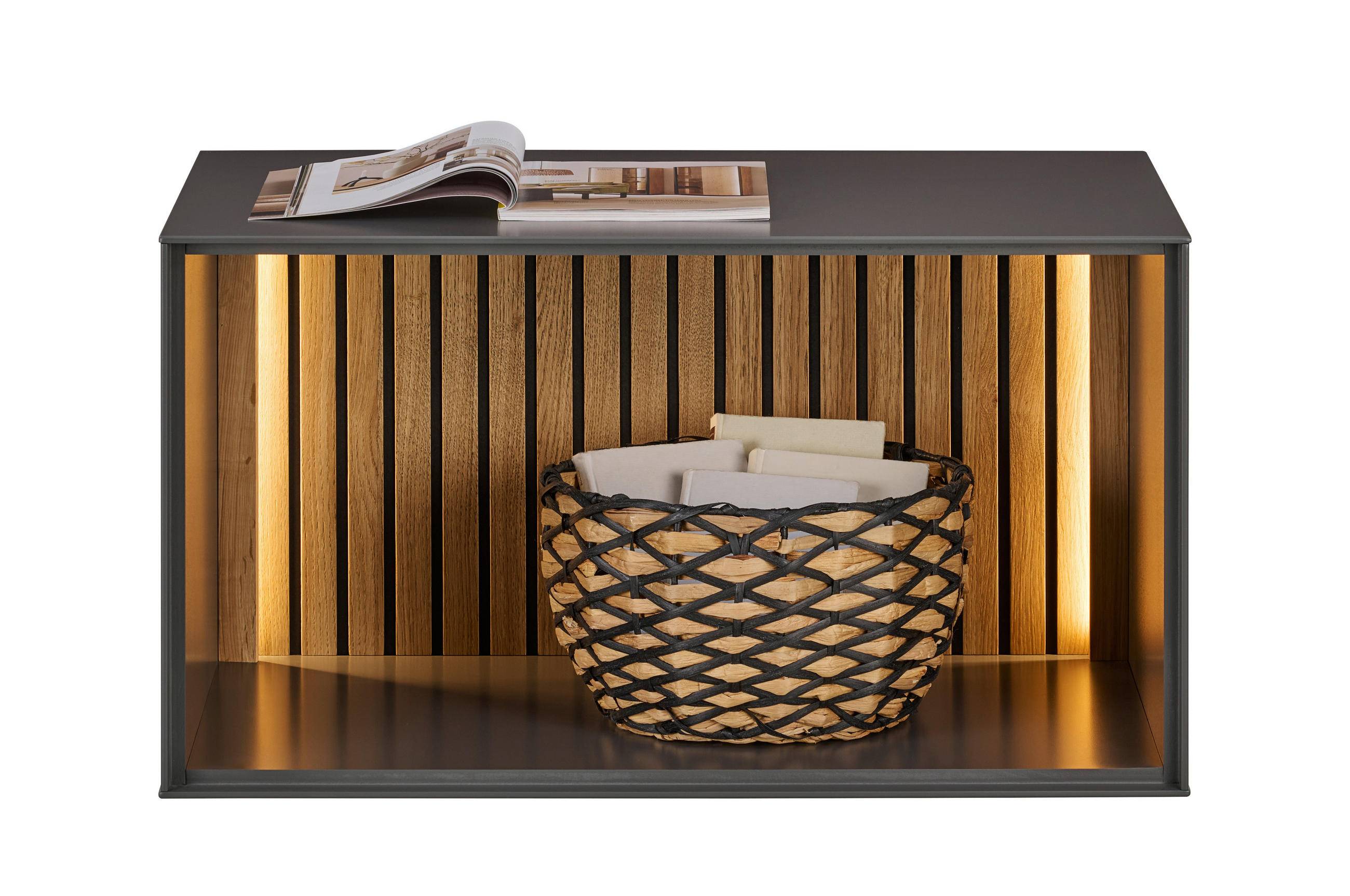 Thumbnail - Dieter Knoll Regalelement, Anthrazit, Eiche, Holzwerkstoff, Holz, Eiche, furniert, 80x44x50 cm, Beimöbel erhältlich, in ...