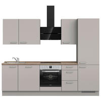 KÜCHENLEERBLOCK 270 cm   in Grau, Eiche dunkel  - Eiche dunkel/Edelstahlfarben, MODERN, Holzwerkstoff/Metall (270cm) - Nobilia