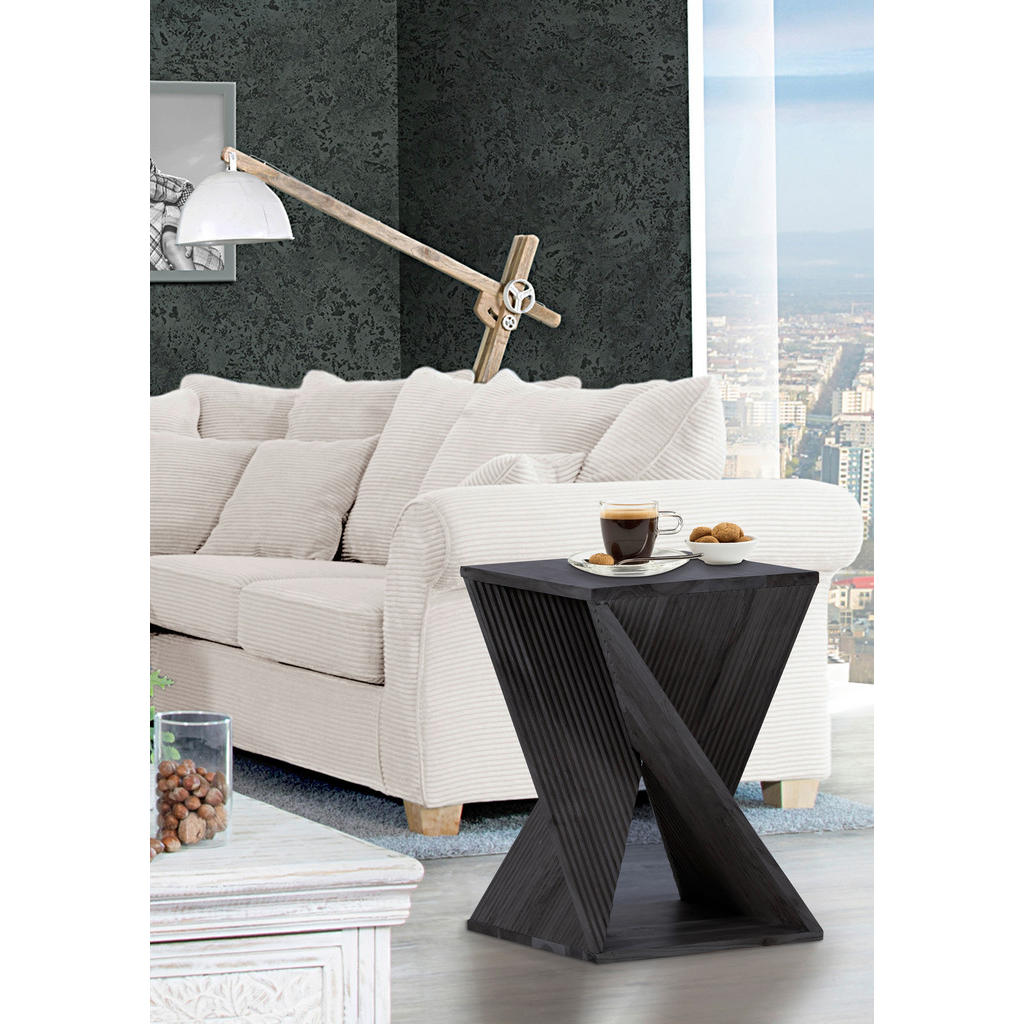 Thumbnail - Landscape Beistelltisch, Schwarz, Holz, Mangoholz, massiv, quadratisch, Bodenplatte, 35x50x35 cm, Wohnzimmer, Wohnzimmer...