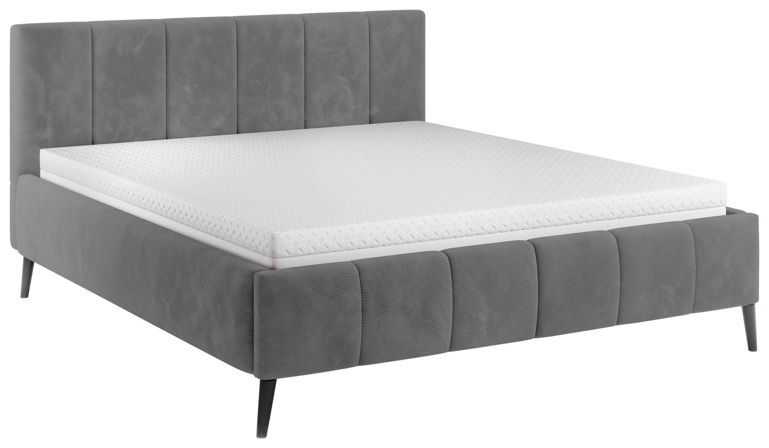 POLSTERBETT gepolstertes Kopfteil, Lattenrost 180/200 cm  in Anthrazit  - Anthrazit/Schwarz, Trend, Holz/Textil (180/200cm) - home24