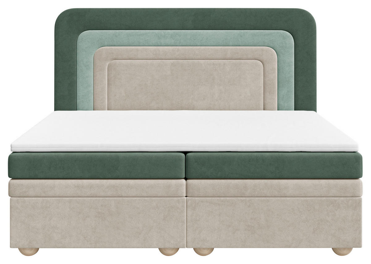 BOXBETT 160/200 cm  in Dunkelgrün, Beige, Mintgrün  - Dunkelgrün/Beige, MODERN, Holz/Kunststoff (160/200cm) - MID.YOU