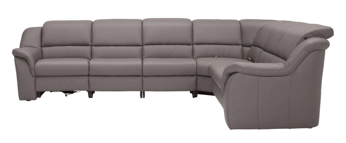 ECKSOFA in Echtleder Grau  324/260 cm  - Chromfarben/Grau, KONVENTIONELL, Leder/Kunststoff (324/260cm) - Cantus