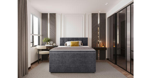 BOXSPRINGBETT 120/200 cm  in Grau  - Schwarz/Grau, KONVENTIONELL, Kunststoff/Textil (120/200cm) - Carryhome