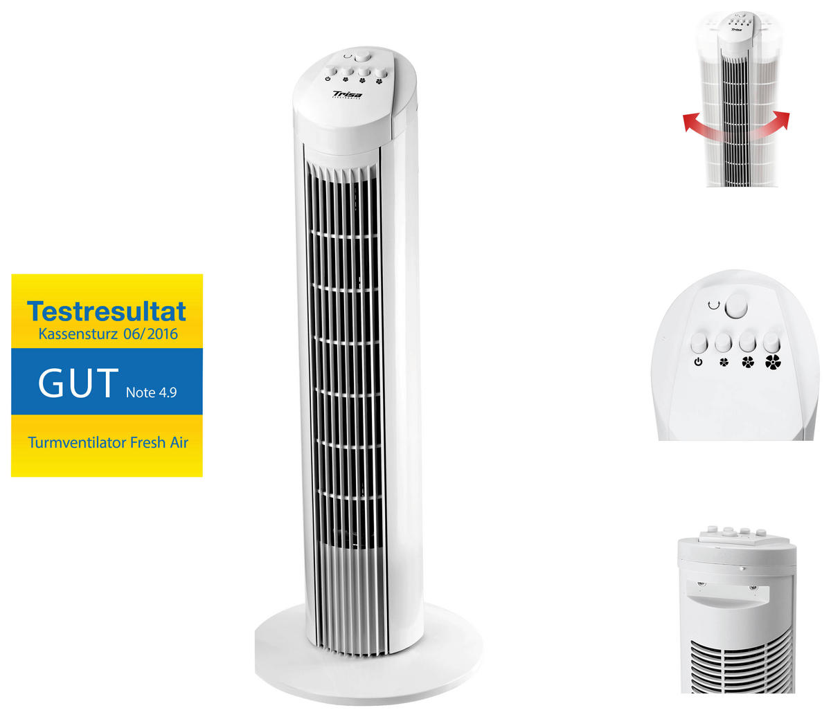 TURMVENTILATOR - Weiß, Basics, Kunststoff (18.2/15.8/76.8cm) - Trisa Electronics
