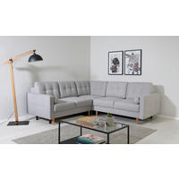 ECKSOFA in Hellgrau  - Buchefarben/Hellgrau, Design, Holz/Textil (242/242cm) - MID.YOU