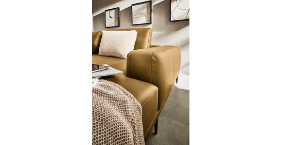 ECKSOFA  in Echtleder Senfgelb  304/201 cm  - Senfgelb/Schwarz, Design, Leder/Metall (304/201cm) - Belluti