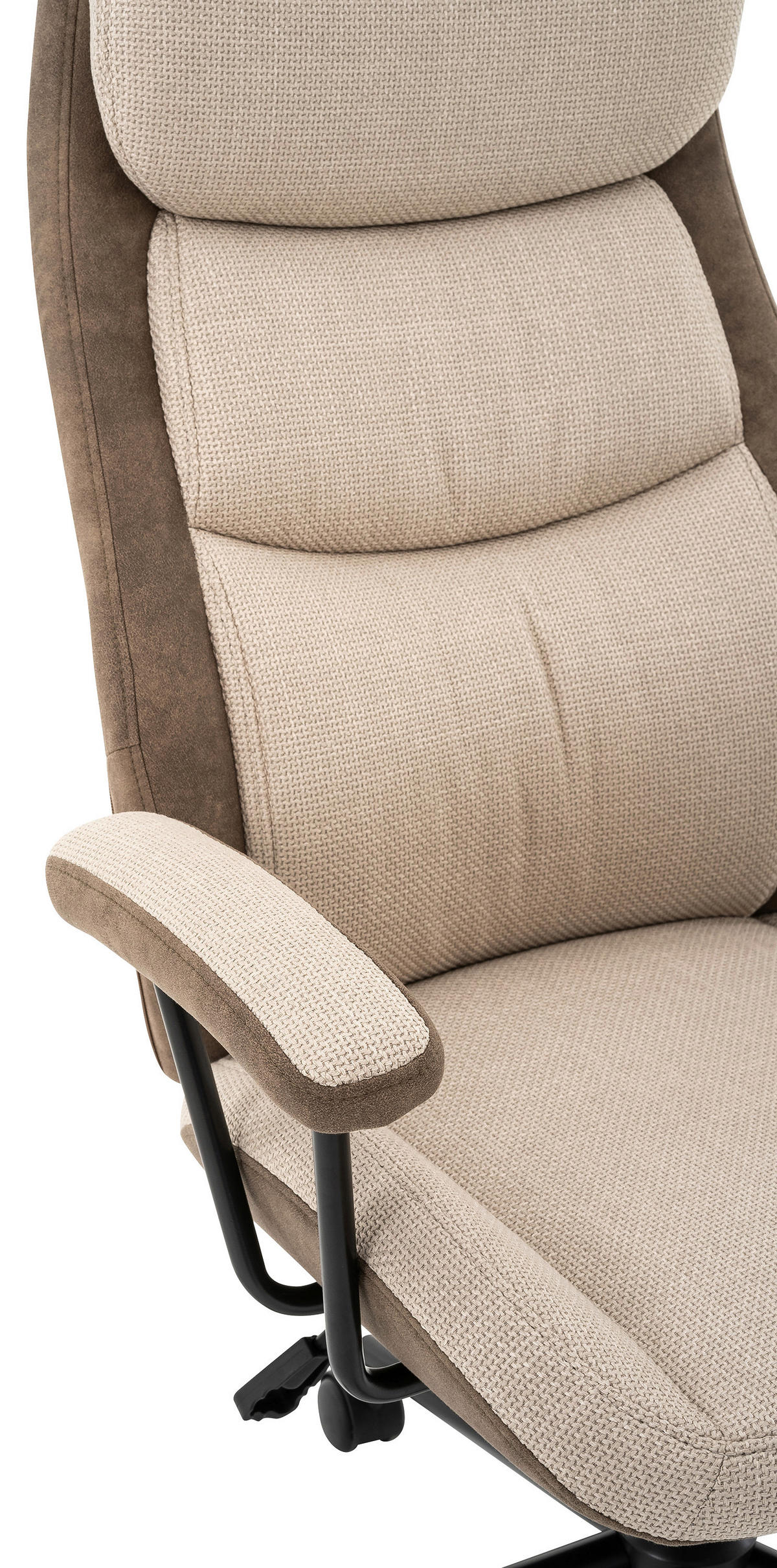 CHEFSESSEL Webstoff Beige  - Beige/Schwarz, MODERN, Kunststoff/Textil (64/103-113/66cm) - MID.YOU