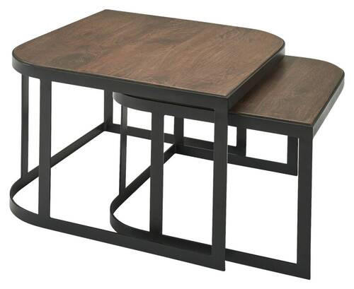 COUCHTISCHSET in Holz 60/60/40 cm  - Dunkelbraun/Schwarz, Modern, Holz/Metall (60/60/40cm) - MID.YOU