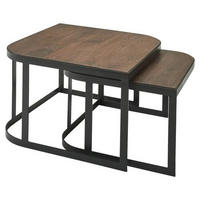 SOFFBORD SET i trä 60/60/40 cm  - svart/mörkbrun, Modern, metall/trä (60/60/40cm) - MID.YOU