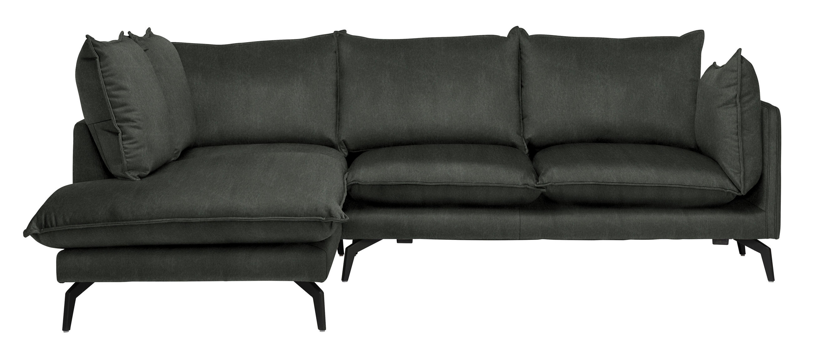 ECKSOFA Samt Schwarz  - Schwarz, Design, Textil/Metall (200/241cm) - Carryhome