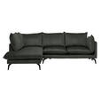 ECKSOFA Schwarz Samt  inkl. Rückenkissen, Rücken echt  - Schwarz, Design, Textil/Metall (200/241cm) - Carryhome