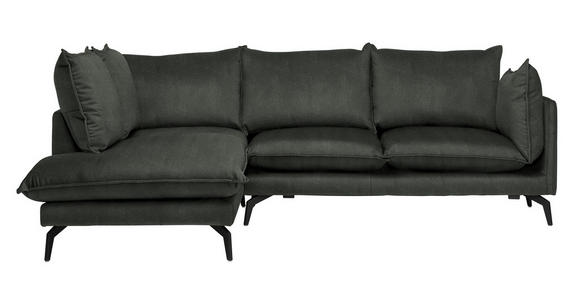 ECKSOFA Schwarz Samt  inkl. Rückenkissen, Rücken echt  - Schwarz, Design, Textil/Metall (200/241cm) - Carryhome